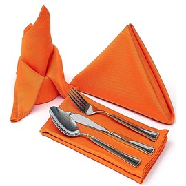 SYSUII Pack of 6 Fabric Napkins - Reusable Fabric Napkins 45 cm x 45 cm Cotton Wedding Napkins Washable Napkins Table Decoration for Celebrations Home Kitchen Dining Table Cafe Restaurant Orange