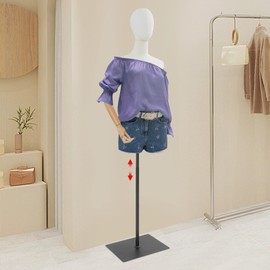 Mannequin Body Female Dress Form Manikin Torso with Detachable Head Adjustable Height Metal Stand, Clothing Store Display Rack
