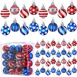 32 Pcs 4th of July Ball Ornaments Patriotic Decorations for Tree Plastic Independence Day Ball Decorations Holiday Memorial Day Decor for Home Decor (Flag)