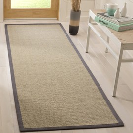 SAFAVIEH Natural Fiber Collection Runner Rug - 2'6" x 6', Natural & Grey, Rustic Farmhouse Border Sisal Design, Easy Care, Ideal for High Traffic Areas in Living Room, Bedroom (NF134A)