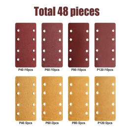 Bosch Sandpaper Set with Velcro Fastening, 93 x 185 mm, Punched, 8 Holes, Grit 40/60/80/120, Suitable for Rectangular Orbital Sanders, Multi-Sanders, Pack of 48