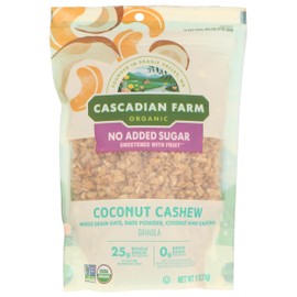 Cascadian Farm Organic Coconut Cashew Granola Cereal, No Added Sugar, 11 Ounces (Pack Of 4)
