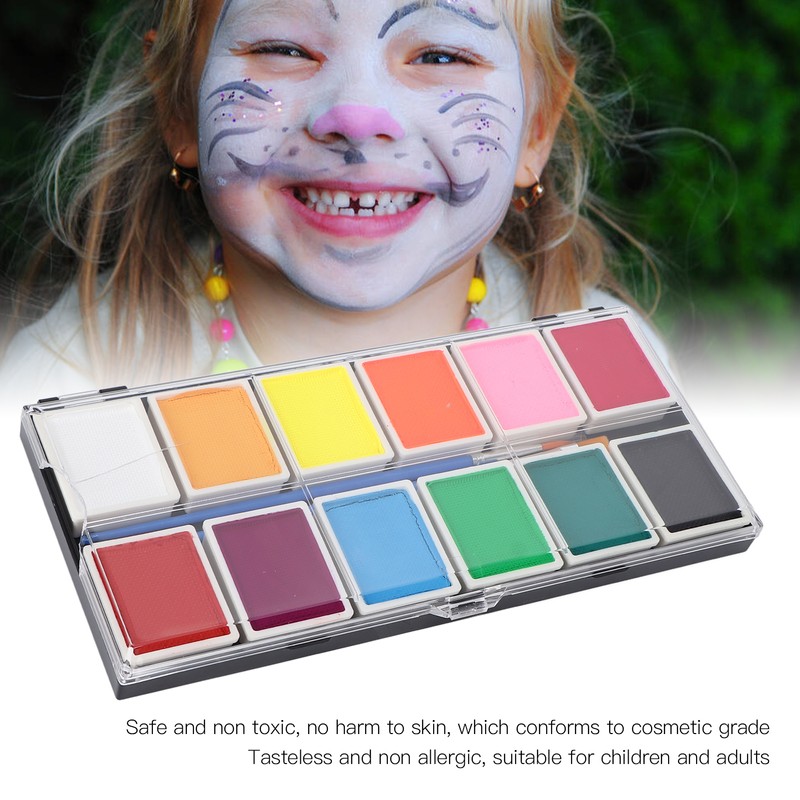 Face Paint Kit Cosmetic Grade 12 Colors Quick Drying Easy