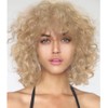 Siudus Blonde Short Curly Wig for Women with Fringe Bob