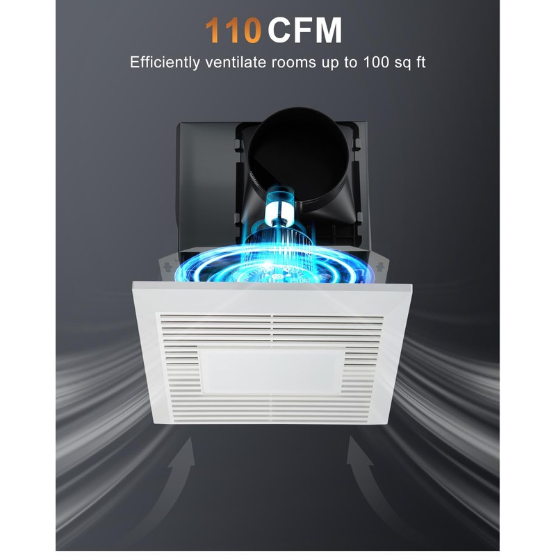 GROWNEER Bathroom Exhaust Fan with Light, 110 CFM 1.0 Sone