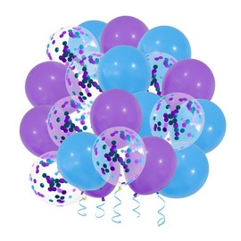Purple Blue Confetti Balloons, 40pcs 12 Inch Purple Blue Party Balloons,Natural Latex Balloons for Men Women Girls Birthday, Wedding, Bridal Shower, Graduation, Casino Theme Party Decorations