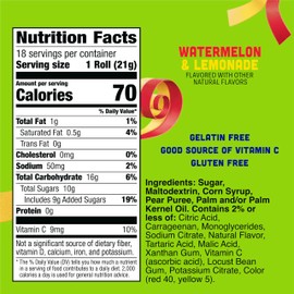 Fruit By The Foot Splitz Fruit Flavored Snacks, Watermelon and Lemonade, Family Pack, 18 Rolls, 13.5 oz