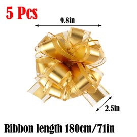 JYJLLM 5 pieces Big Car Bow,Giant Bow for Car(70 inch/180 cm),wedding car ribbon kit，car ribbon for prom，Gift Wrapping Bows for New Car,Huge Presents Bows Decoration (golden)
