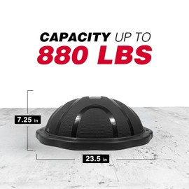 Yes4All Half Balance Ball Trainer – Half Ball Exercise Balance Trainer for Core Training & Balance Workout (Black Matte) 23.5" x 7.25"