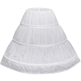 Abaowedding Girls' 3 Hoops Petticoat Full Slip Flower Girl Crinoline Skirt (2-3 yrs) White