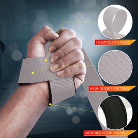 ihuan Lifting Straps for Weightlifting - Wrist Straps for Weightlifting | Gym Wrist Wraps with Extra Hand Grips Support for Strength Training | Bodybuilding | Deadlifting