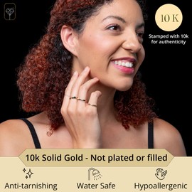 MAX + STONE Solid 10K Gold Rings for Women | Braided 10k Solid Gold Ring for Women | Comfortable & Thin Gold Stackable Rings | Hypoallergenic 10K Solid Gold Band Ring in Size 8