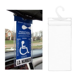 Gasedin Handicap Placard Holder, 11.6"×5" Ultra Transparent Parking Permit Placard Protector, Disabled Parking Sign Protective Cover with Large Hook, Universal Car Accessories (1 PCS)