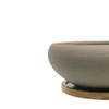 MUZHI Round Unglazed Ceramic Bonsai Pot with Bamboo Tray, Large