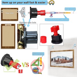 ANFU Keyhole Marker, Keyhole Slot Marking Tool, Picture Mounting Tool, Wall Marker Hanging Pictures, Mounting Tools kit for Pictures (Red, 2 Pack)