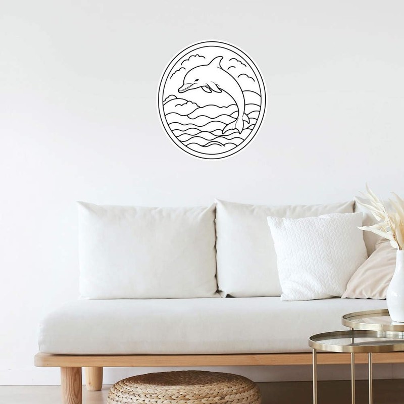 Extra Large 460mm 'Cute Dolphin' Permanent Sticker Decal for Cars/Windows/Bins/Walls