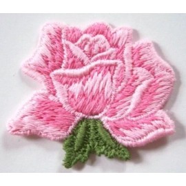 Ben Raymond N.Y. Vintage Pink Thick Cotton Rose 2 3/8" Sew/Glue On Embroidered Applique