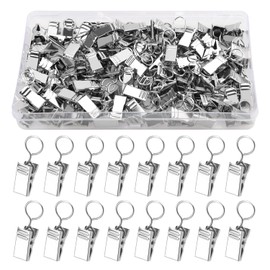 YIXISI 85 Pieces Curtain Clips Metal Hanging Hooks, Shower Curtain Hooks Clips, Curtain Clips with Hooks, Curtain Clips for Bedroom, Bathroom, Home Decoration, Silver
