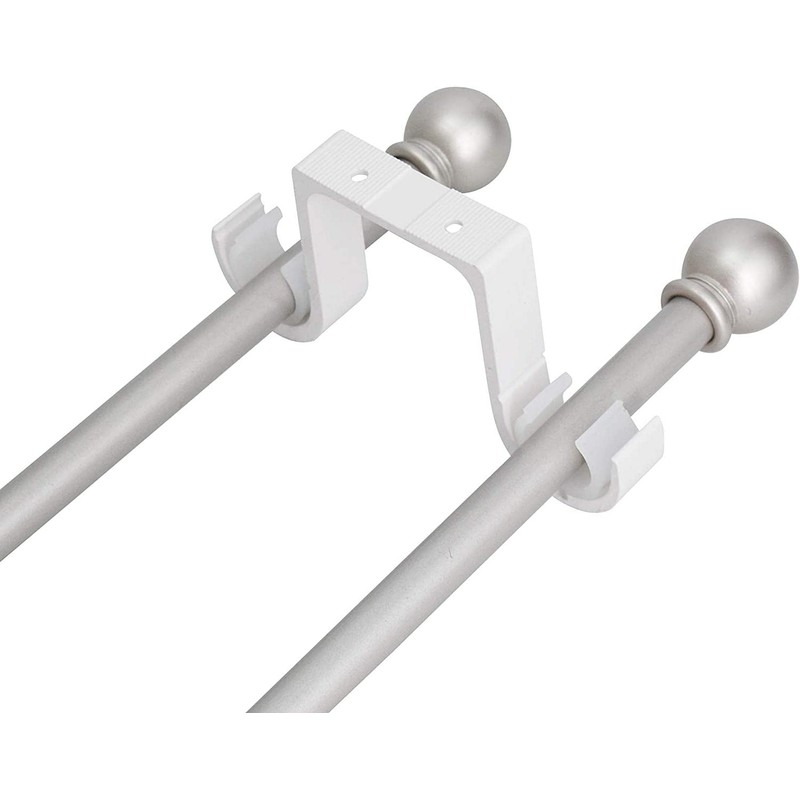 Tiweio Double Curtain Rod Brackets 2Pcs, Aluminum Alloy Ceiling Mounted,