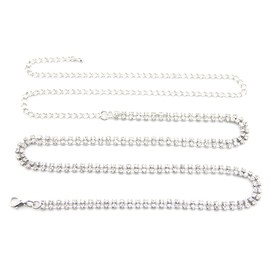 2 Row Silver Diamante/Diamond Ladies Waist Chain Belt
