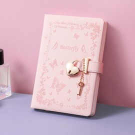 SPIPHY Diary with Lock and Key for Girls Ages 8-12 Journal with Lock for Teen Girls 224 Pages Heart-Shaped Locked Journal for Women, Pink