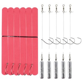 Drop Shot Rigs,5pcs for 1 Set Fishing Ready Tie Rigs with Fishing Weight Barb Fishing Hooks Rolling Swivel Line Bass Rig Cylinder Removable Catfishing 7g (1/4oz(7g)-Hook 1# - 5pcs)