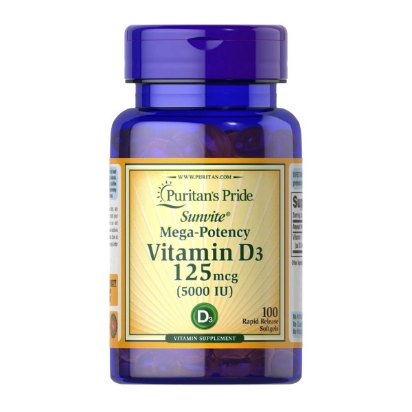 Puritan's Pride Vitamin D3 5000 IU - 100 Softgels