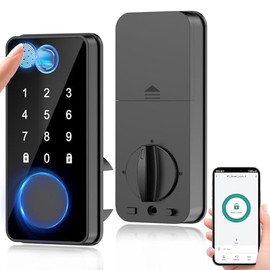 Smart Fingerprint Door Lock, Keyless Entry Door Lock, Front Door Lock with Digital Passcode Keypad, Bluetooth Electronic Deadbolt Lock, Anti-Peeping Password, Auto Lock for Home Hotel Office Apartment