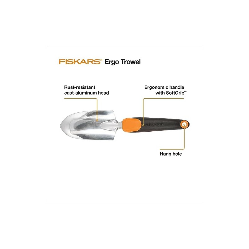 Fiskars Ergo 7022 - Paleta para jardín, N/A, Trowel