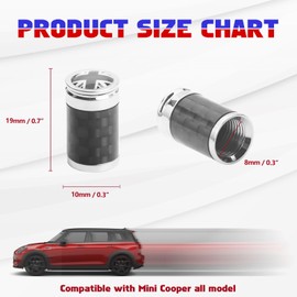 Xotic Tech Black Gray Union Jack Wheel Center Cap Covers w/Carbon Fiber Wheel Valve Stem Cap Set Compatible with Mini Cooper All Model F55 F56 R50 R52 R53 R55 R56 R57 R58 R59 R60 R61 etc.