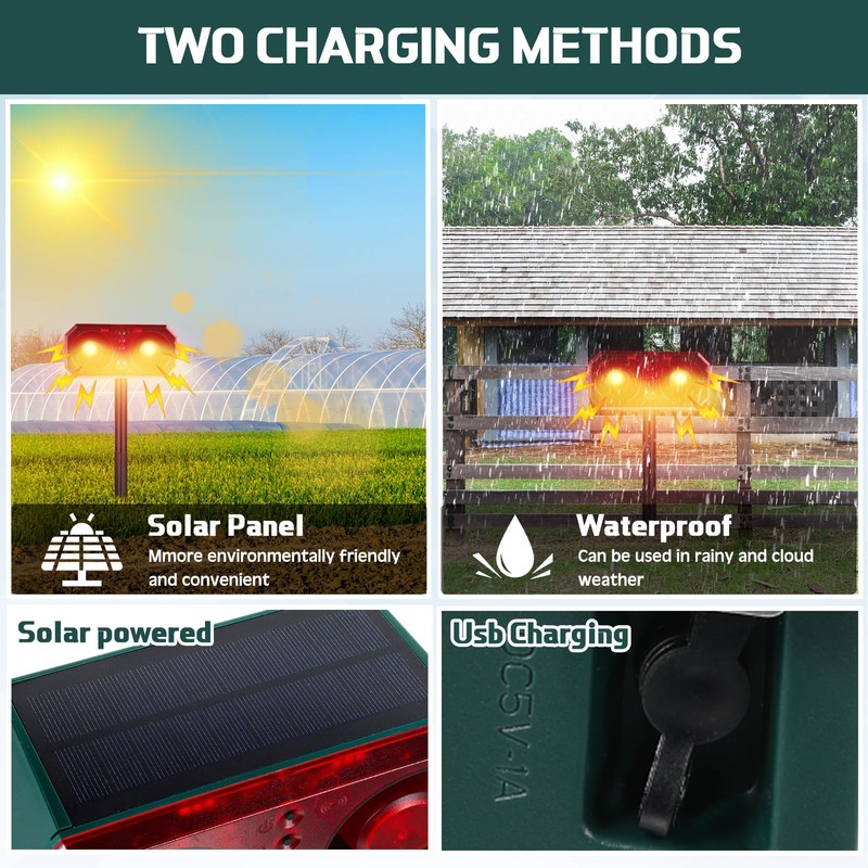 Qualirey 2 Pcs Solar Outdoor Motion Sensor Alarm with Stake