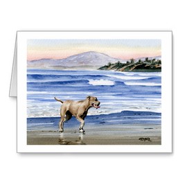 DJ Rogers Fine Art Pit Bull At The Beach - Set of 10 Note Cards With Envelopes