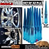 ARROW 32x 6" Extra Tall Blue M14x1.5 Spike Lug Nuts