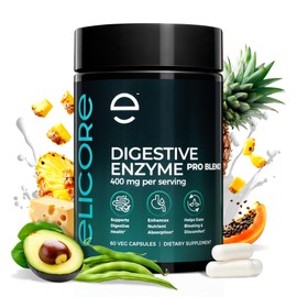 ELICORE Digestive Enzyme Pro Blend with Bromelain & Papaya Enzyme – Gas and Bloating Relief for Women and Men, Gut & Digestive Health Supplement – Gluten-Free – 60 Veg Capsules
