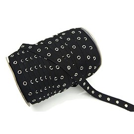 Shop on Centerhill 1 yard of Black Cotton Eyelet Tape Nickel Eyelets
