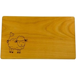 kreativherz - Chopping Board with Animal Motif "Sheep" Made of FSC Certified Cherry Wood - Small Breakfast Board for Children - Wooden Board Small as Breakfast Board Wooden Board 26 cm x 15 cm x 1 cm
