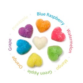 SweetGourmet Heart-Shaped Assorted Fruit Gummy Candy Dusted with Sugar, 1 Pound
