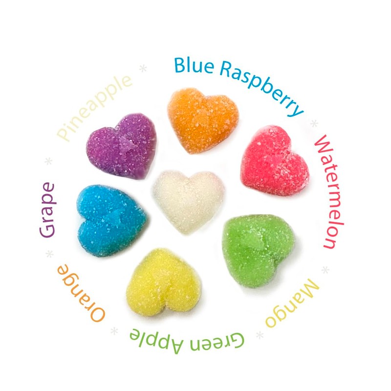 SweetGourmet Heart-Shaped Assorted Fruit Gummy Candy Dusted with Sugar, 1