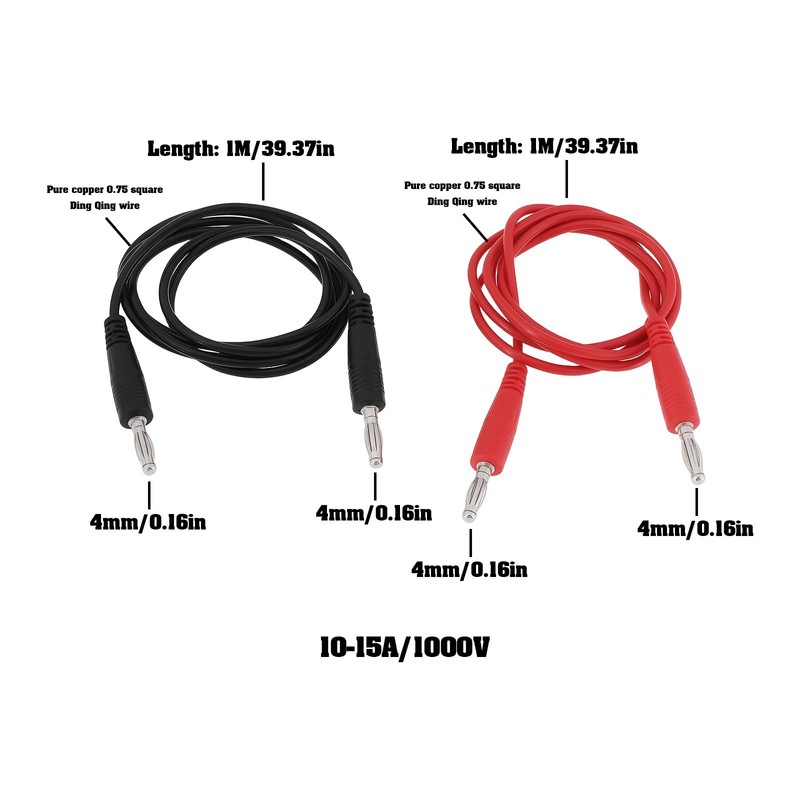 YINETTECH 4Pcs 1000V Dual 4mm Banana Plug Multimeter Test Lead