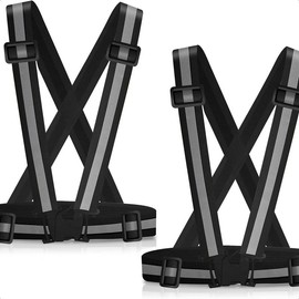 Reflective Vest Running Vest 2Pack, High Visible Reflective Gear for Nighttime Running Biking Motorcycle Dog Walking, Adjustable Safety VES fits Men Women Kids - Color: Black