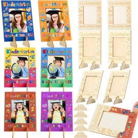DoubleFill 12 Pieces Kindergarten Graduation Picture Frame Enjoy The Next Chapter Preschool Graduation Crafts DIY Wooden Photo Frame Gifts for Party Favor Classroom Activities (Rectangle)