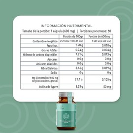 Glicinato de Magnesio 500mg Cápsulas Veganas TIBA SALUD