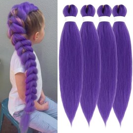 Extensiones Cabello Morado Pulgadas Largo Trenzas