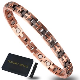 Heavenly Metals Women's Pure Copper Bracelet – Lily Cross Style – Solid Copper Magnetic Jewelry – Adjustable Fit, Gift Box & Sizing Tool – USA Brand