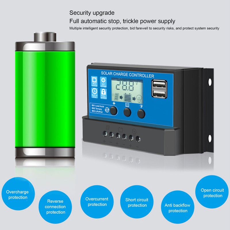 Solar Charge Controller With LCD Dual USB Industrial Master Chip
