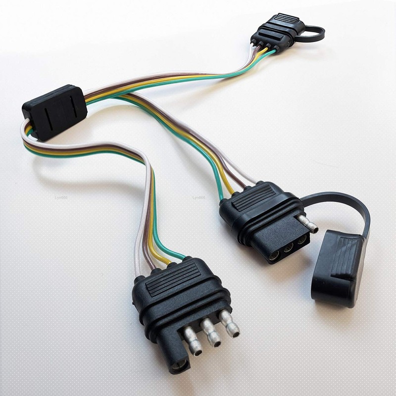 Trailer Wiring Harness Universal 4 Way Flat Y-Splitter Plug and
