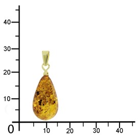 Pendant - Drop Approx. 17 mm Long - Silver 925/000 Gold-Plated - Amber, Stone Silver, Amber