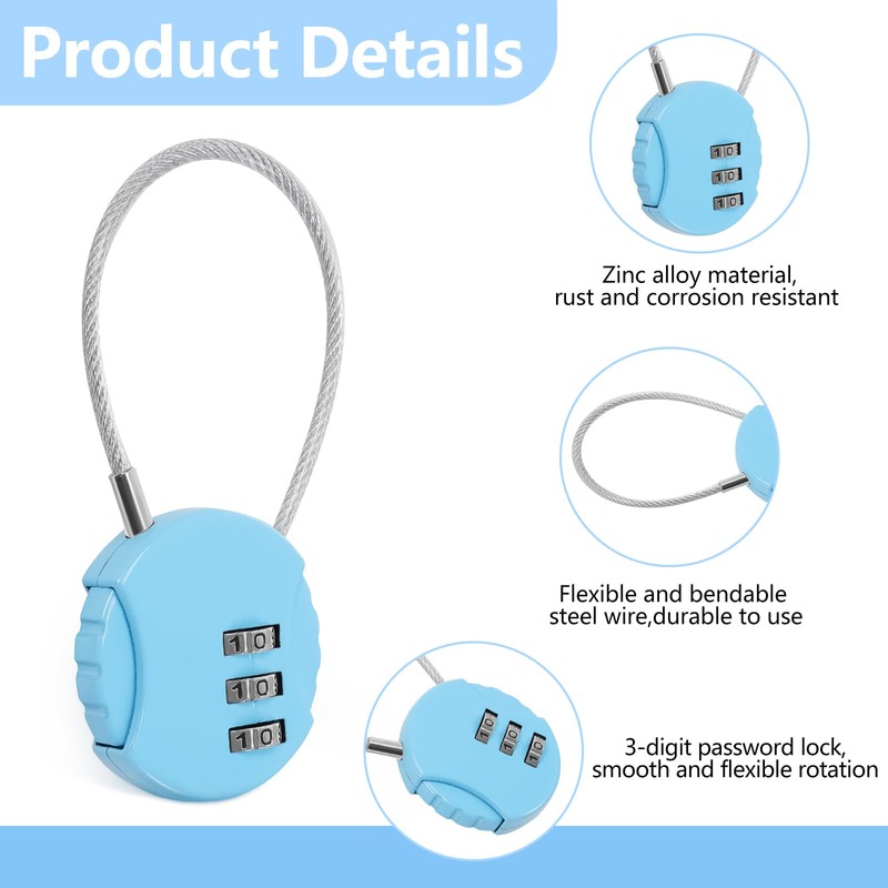 48 Pack Combination Lock 3 Digit Small Combo Luggage Number