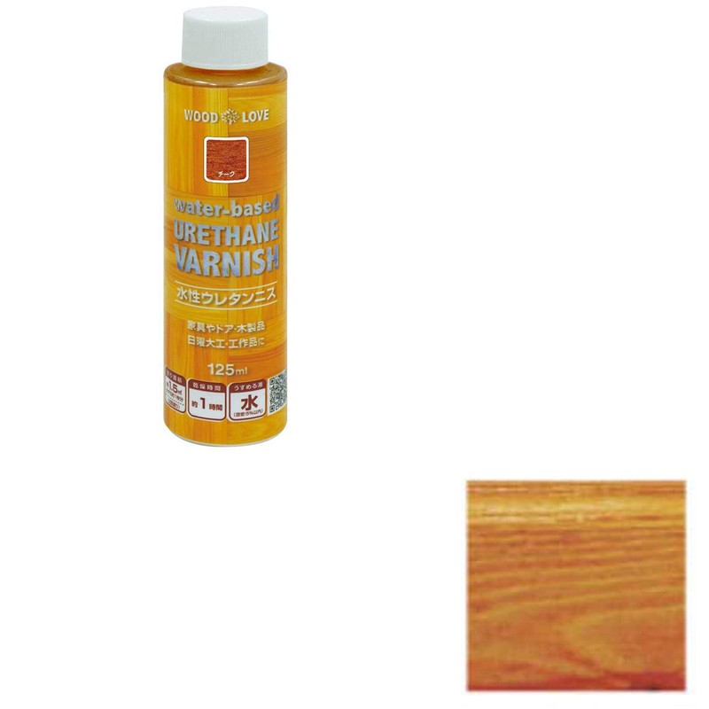 NIPPE WOOD LOVE Water-Based Urethane Varnish, Teak 4.2 fl oz