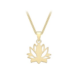 Carissima 9ct Yellow Gold Polished Lotus Flower Pendant on 46cm Chain, Yellow Gold